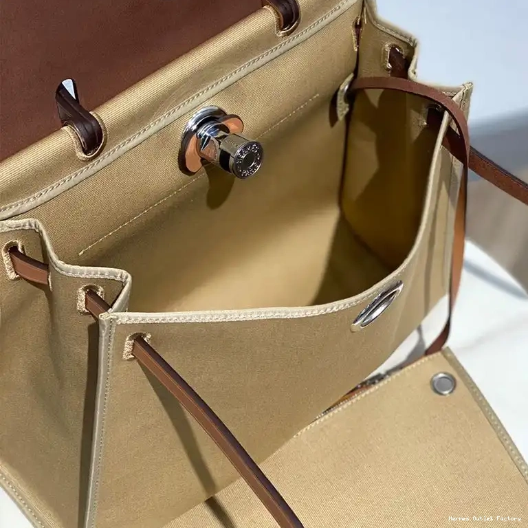 Affordable Hermes Herbag Palladium Grey Bag Brown Hardware In Canvas 0502